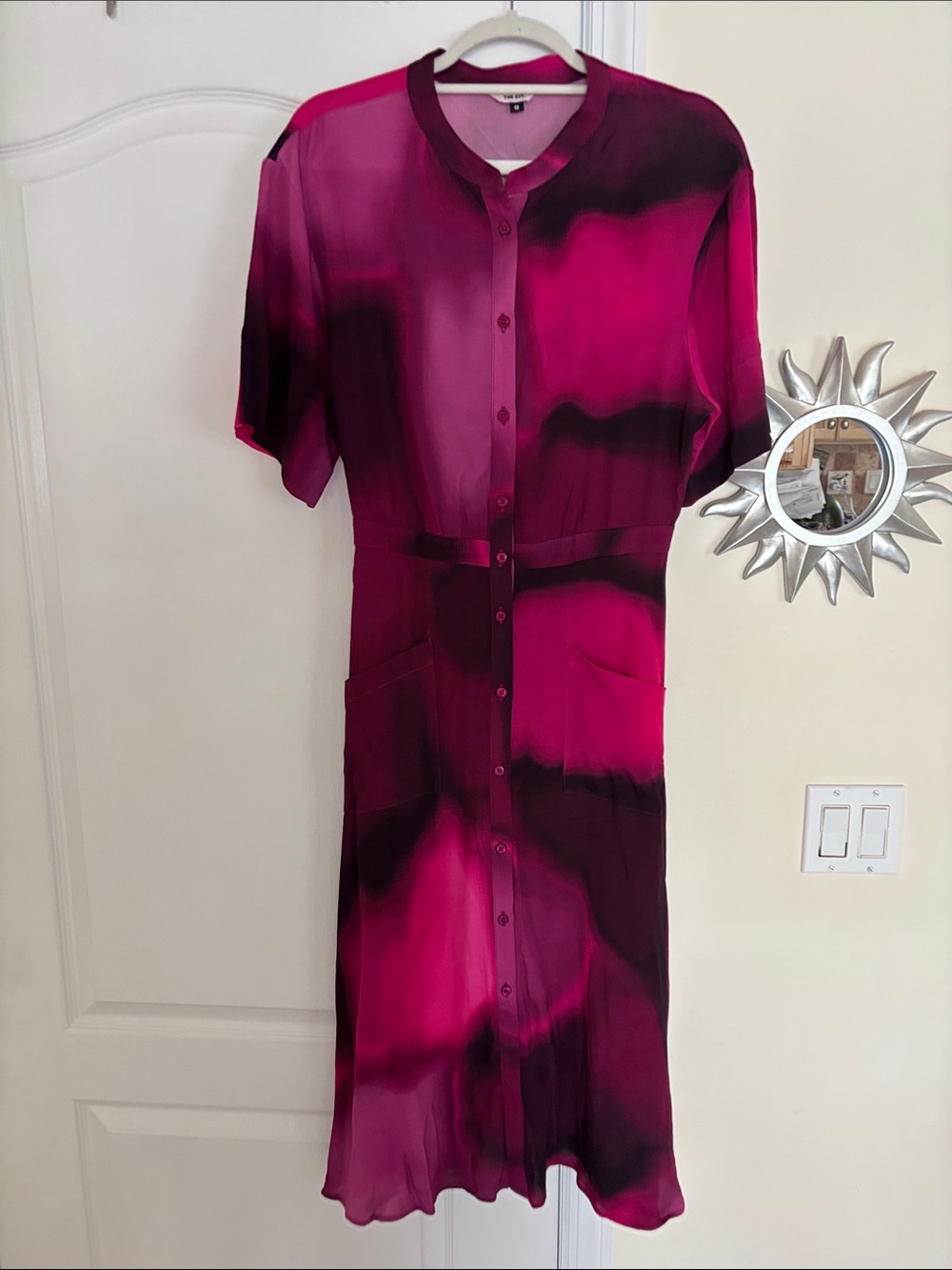 THE KIT LADIES FUCHSIA BLACK BUTTON DRESS-8